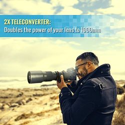 High-Power 500mm/1000mm f/8 Manual Telephoto Lens for Canon EOS Rebel II Digital SLR Camera