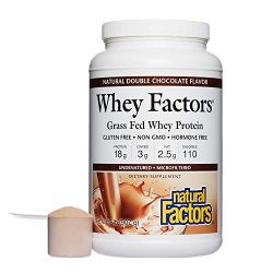 Natural Factors - Whey Factors, 100% Natural Whey Protein, Double Chocolate, 45 Servings (2 lbs)