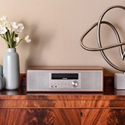 Toshiba Vintage Style Retro Look Micro Component Wireless Bluetooth Audio Streaming & CD Player Wood Speaker System + Remote, USB Port for MP3 Playback, FM Stereo Digital Tuner, AUX Input