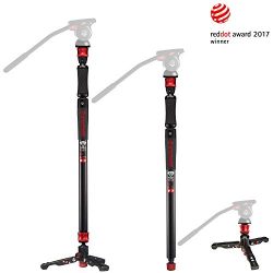 IFOOTAGE Camera Monopod Professional 59" Aluminum Telescoping Monopods with Tripod Stand Compatible for DSLR Cameras and Camcorders