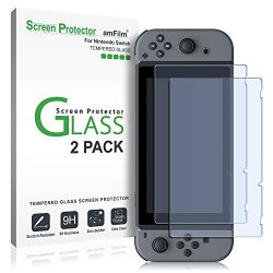 Nintendo Switch Screen Protector Glass, amFilm Nintendo Switch Tempered Glass Screen Protector for Nintendo Switch 2017 (2-Pack)