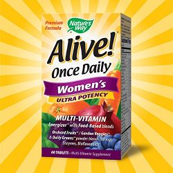 Nature's Way Alive! Once Daily Women's Multivitamin, Ultra Potency, Food-Based Blends (240mg per serving), 60 Tablets
