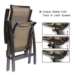 dali Patio Folding Chairs, Recliner Portable Laying for Beach Yard Pool Office Outdoor Patio With 6 Adjustable Angles, Lounge Chair Garden Backyard Outdoor Patio Furniture 2 Pcs Sets