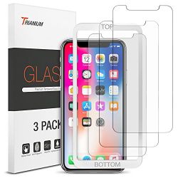 iPhone X Screen Protector, Trianium (3 Packs, Clear) iPhone X Tempered Glass Screen with Alignment Case Frame [3D Touch] 0.25mm Glass Protectors for Apple iPhoneX/10 Phone 2017 (3-Pack)