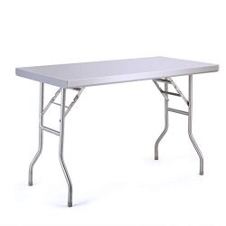 Tobbi 48" L x 24"W Stainless Steel Folding Work Table Outdoor Picnic Camping Table
