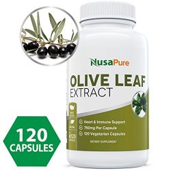 Best Olive Leaf Extract (NON-GMO) 750 mg - 20% Oleuropein - Vegetarian - Super Strength - Immune Support, Cardiovascular Health & Antioxidant Supplement - No Oil - 120 Capsules