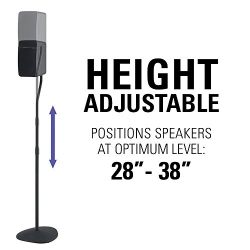 SANUS Adjustable Height Speaker Stand - Extends 28" to 38" - Holds Satellite & small Bookshelf Speakers (i.e. Bose, Harmon Kardon, Polk, JBL, KEF, Klipsch, Sony and others) - Set of 2 - Model: HTBS