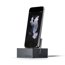 Native Union Dock+ for iPhone or iPad - Weighted Charging Dock with [Apple MFi Certified] Reinforced Lightning Cable - Compatible with Most Apple Lightning Devices (Slate)