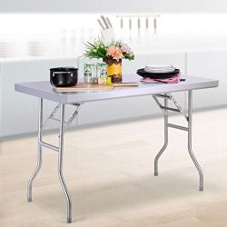Tobbi 48" L x 24"W Stainless Steel Folding Work Table Outdoor Picnic Camping Table