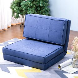 Harper & Bright Designs Convertible Futon Flip Chair Sleeper Bed Couch Sofa Seating Lounger (Blue)