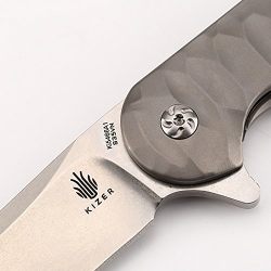 KIZER Knives Tactical Folding Knife Outdoor Hunting Rescue Tool,EDC Pocket - Survival Camping Knife, CPM-S35VN Stainless Steel - Titanium Handle