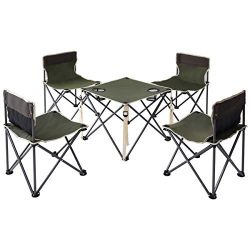 Costzon Kids Portable Folding Table And 4 Chairs Set