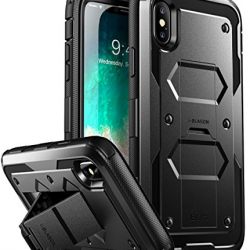 iPhone X Case, iPhone Xs Case [Armorbox V2.0] i-Blason[Built in Tempered Glass Screen Protector][Full body] [Heavy Duty Protection][Kickstand] Shock Reduction Case for Apple iPhone X/iPhone Xs (Black)