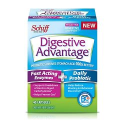 Digestive Advantage Fast Acting Enzymes + Daily Probiotic - Helps prevent gas & break down food particles, 40 Capsules