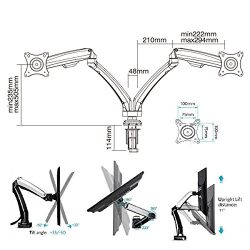 H&A Elegant Aluminum Monitor Stand Gas Spring Desk Monitor Mount for 13"-32" Computer Monitor TV Screens Full Motion Swivel LED LCD Arm (Dual Monitor)