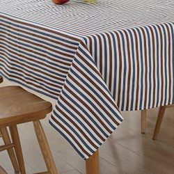 8 Foot Stripe Linen Rectangle Tablecloth Rectangular Indoor Outdoor