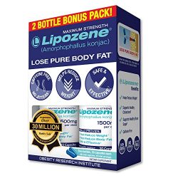 Lipozene - Weight Loss Supplement Diet Pills - Appetite Suppressant and Control - Two Bottles 60 Capsules Total