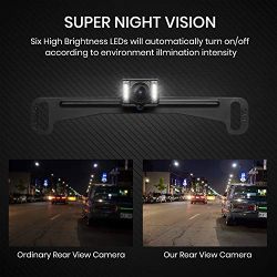 Wireless Backup Camera Mirror with IP 68 Waterproof Back Up Cam, Super Night Vision Car Reverse Camera License Plate Rear View Camera kit by AUTO VOX