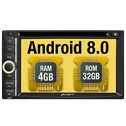 PUMPKIN Android 8.0 Car Stereo Double Din DVD Player 4GB RAM with Navigation, WIFI, Support Android Auto, Fastboot, Backup Camera, 128GB USB SD, AUX, 6.2 Inch Touch Screen
