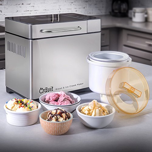 Q'Essenz Inc DV-1000 Cravit Bread Maker WITH FREE ICE CREAM MAKER COMBO includes 19 programmable settings AND delicious HOMEMADE Ice Cream Maker!