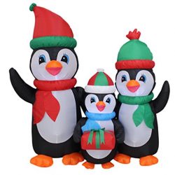 5 Foot Tall Lighted Christmas Inflatable Penguins Family