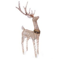 Pre-lit Glittering Champagne Buck Deer 5' Lawn Christmas Decorations