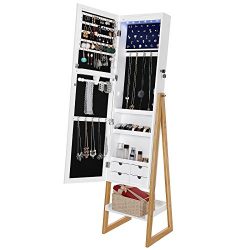 LEDs Jewelry Cabinet Lockable Standing Jewelry Armoire