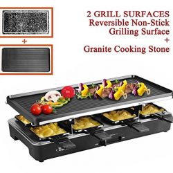 Artestia Electric Raclette Grill with Two Full Size Top Plates
