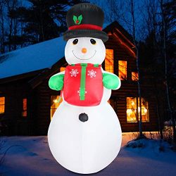 Fanshunlite Christmas Inflatable 8 FT Snowman Hat Lighted