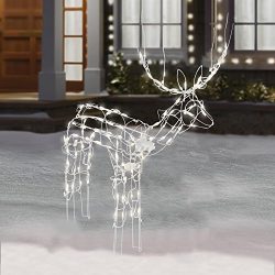 48 inch Animated Lighted Christmas Buck Sculpture -