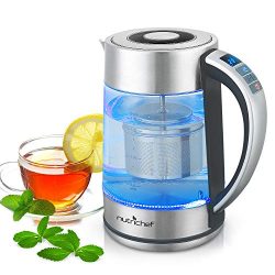 Digital Hot Water Glass Kettle - 1.7L Portable Easy Pour Teapot Boiler
