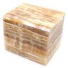 Flowing Amber Stone Square Jewelry Box, 5"