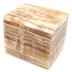 Flowing Amber Stone Square Jewelry Box, 5"