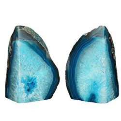 Amoystone Agate Bookends Pair Dyed Teal Pair 6-8 lbs for Books