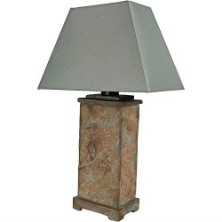 Sunnydaze Indoor/Outdoor Natural Slate Table Lamp, 24 Inch