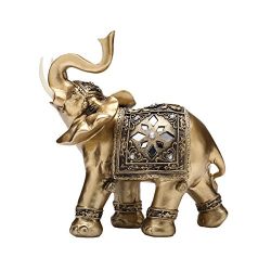 TOUCH MISS Golden Thai Elephant with Trunk Raised Collectible