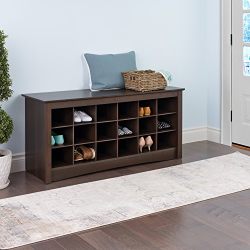 Prepac Shoe Cubbie Bench, 24" x 48" x 16", Espresso
