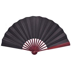Metable Large Black Silk Folding Fan Chinese Style