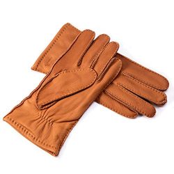 YISEVEN Men's Cashmere Lined Deerskin Leather Gloves