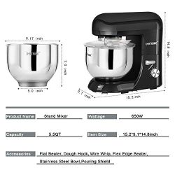 CHEFTRONIC SM-986 Tilt-Head Stand Mixer – 650W Power, 5.5QT Bowl, 6 Speeds for Every Kitchen Creation