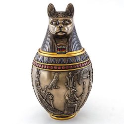 Top Collection 9.5" Egyptian Canopic Jar- Bastet in Cold Cast Bronze
