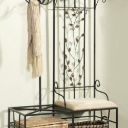 King's Brand Black Finish Metal Hallway Storage Bench