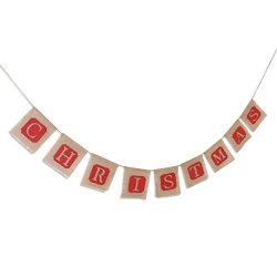 NUOLUX Merry Christmas Jute Burlap Banners