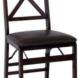 Cosco Espresso Wood Folding Chair with vinyl seat & X-Back