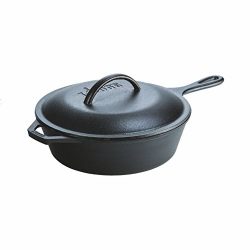 Lodge 3 Quart Cast Iron Deep Skillet with Lid. Covered Cast Iron