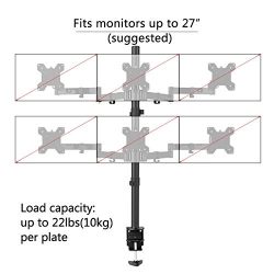 Suptek Hex Arm LCD LED Monitor Stand Desk