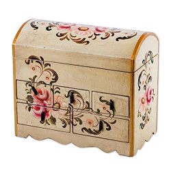 NOVICA Handcrafted White and Pink Mini Chest