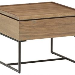 Rivet Axel Lift-Up Wood Metal Side Table, Walnut