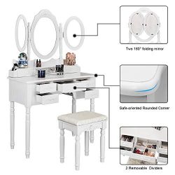 Bonnlo 7 Drawers Vanity Table Set for Girls