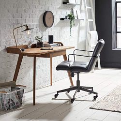Rivet Mid-Century Curved Wood Home Office Computer Desk
